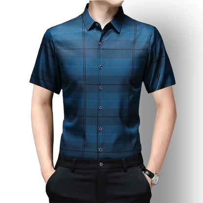 Half Sleeves Men's Cotton Check Shirt