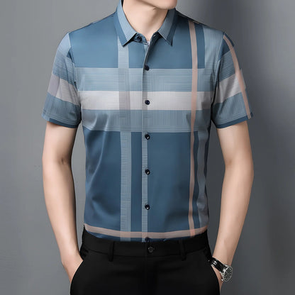 Half Sleeves Men's Cotton Check Shirt