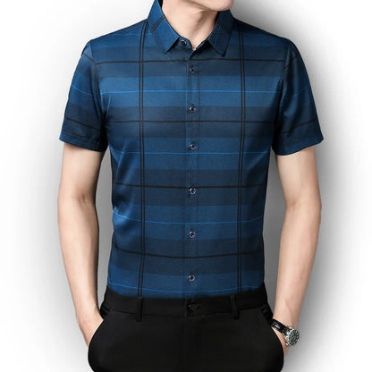 Half Sleeves Men's Cotton Check Shirt